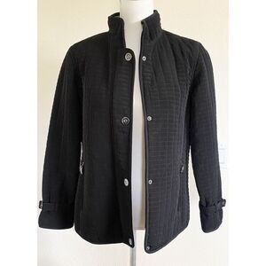 GALLERY Petite woman's Small‎  Quilted Barn black coat  jacket Snap Zip Pockets